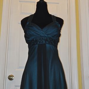 Chic Green/Teal/Black High Low Cocktail Dress